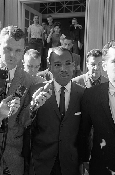Art Shay, James Meredith being interviewed, Oxford, MS, 1962; photograph, 10 x 6 1/2 inches; © 2019 Art Shay Archive Projects llc.